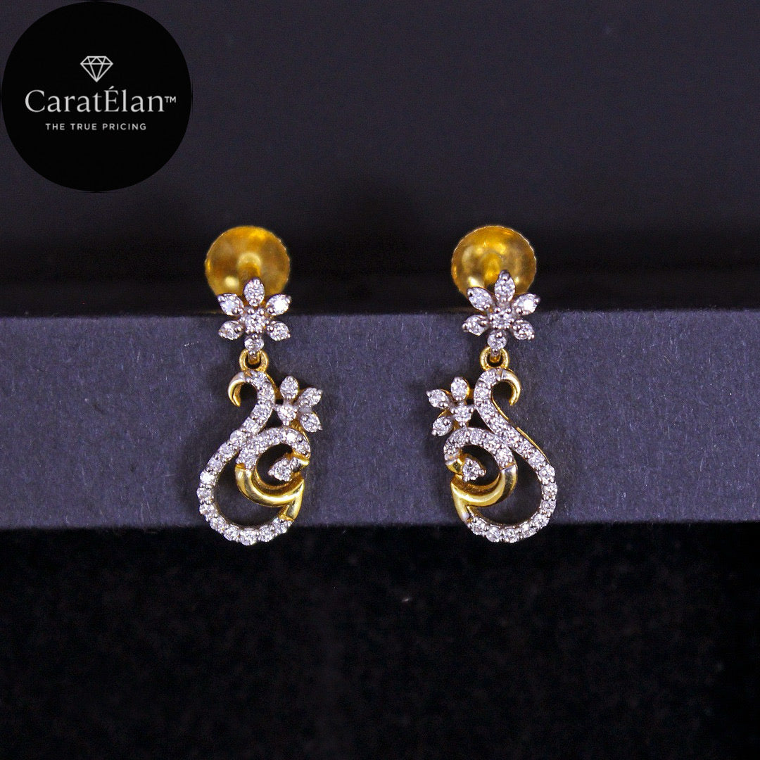 Diamond Eartops with hanging(Floral)