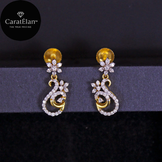 Diamond Eartops with hanging(Floral)
